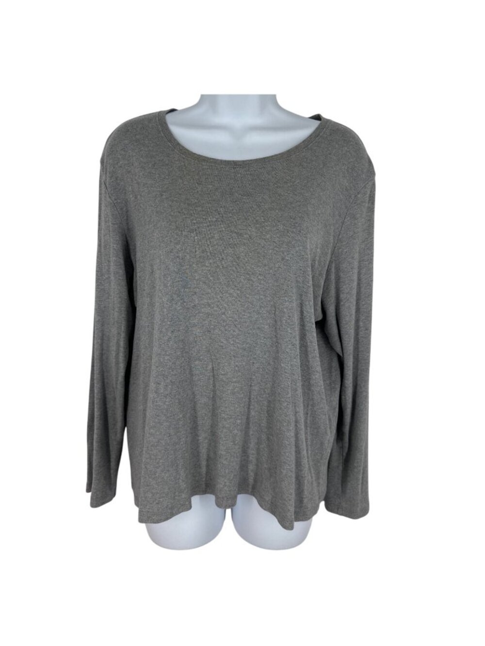 Additions By Chicos Gray Long Sleeve Scoop Neck Top Size 3 US XL